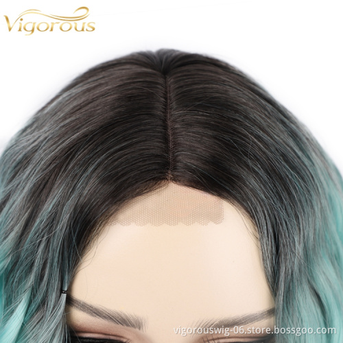 Vigorous U Part Wholesale Curly High Fiber For Black Women Ombre Color Synthetic Heat Resistant Lace Front Wig